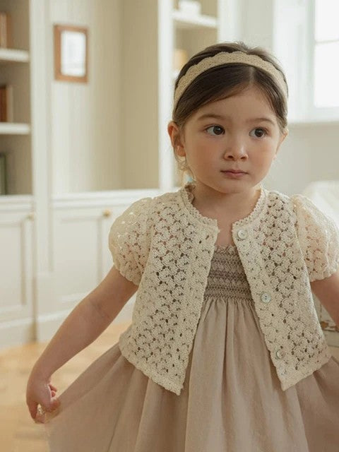 Crochet puff sleeve cardigan