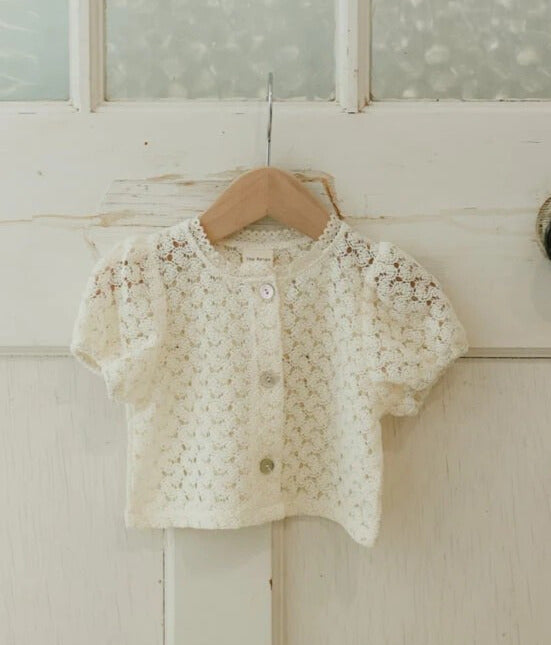 Crochet puff sleeve cardigan