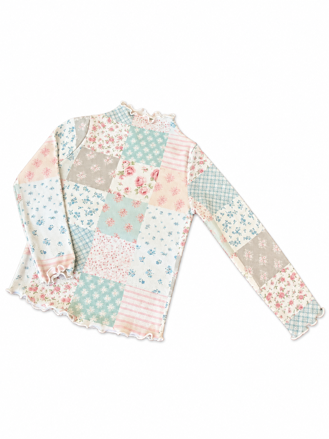 Patch mock neck top