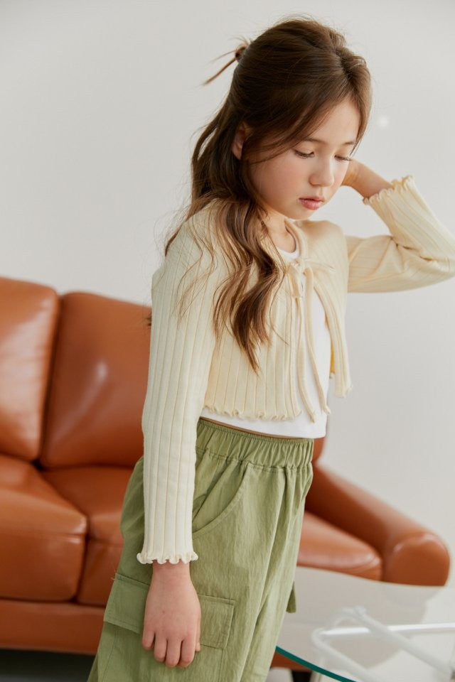 Ribbed tie front cardigan