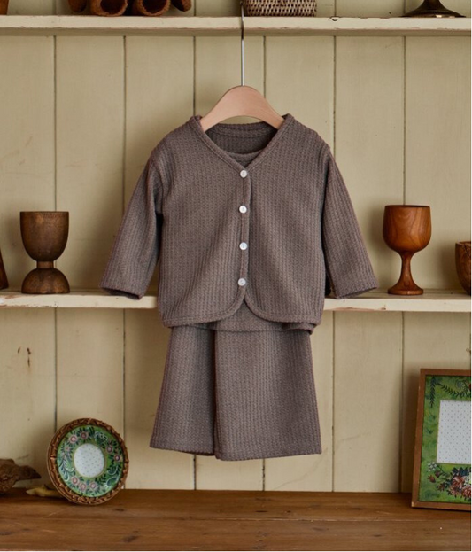 Waffle Cardigan Set