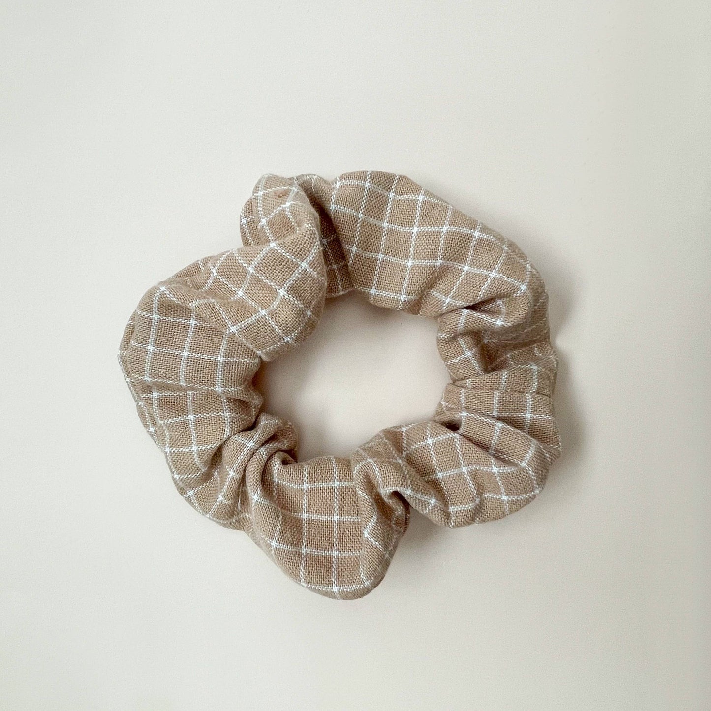 Tan grid Scrunchie