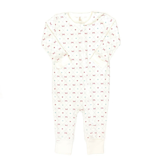 Raspberry bow onesie