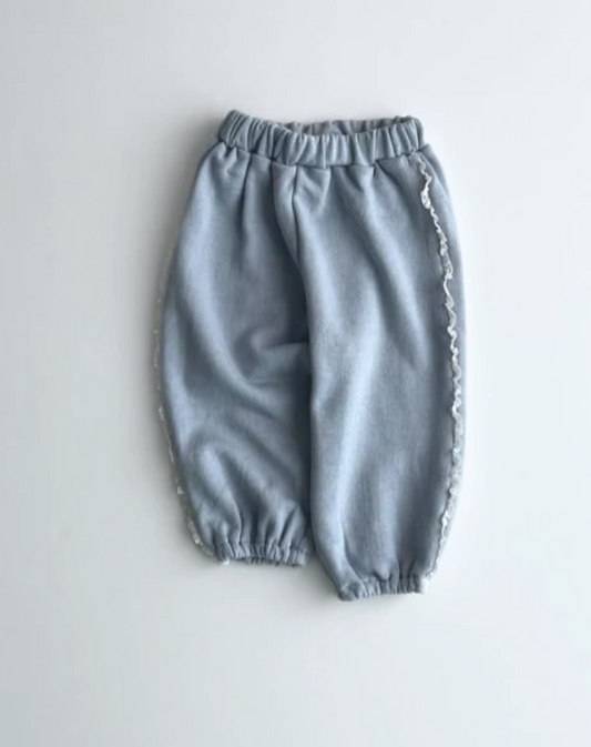 Lace trim jogger pants