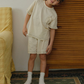 Contrast stitch short set