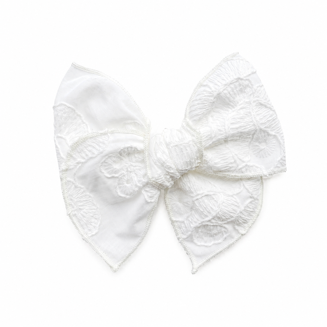 White Embroidered fable bow