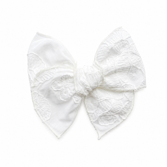 White Embroidered fable bow