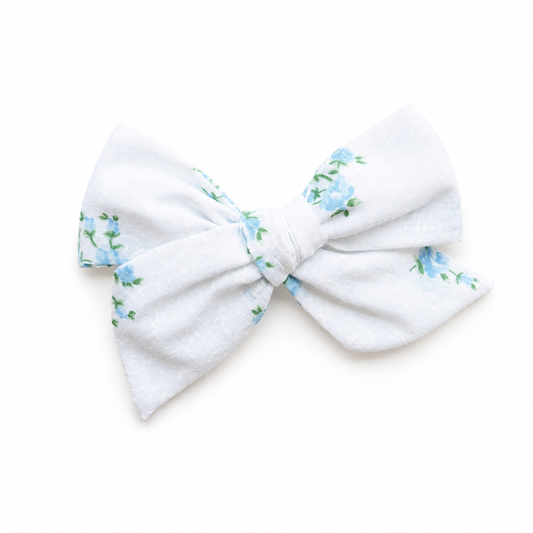 Blue Floral Bow