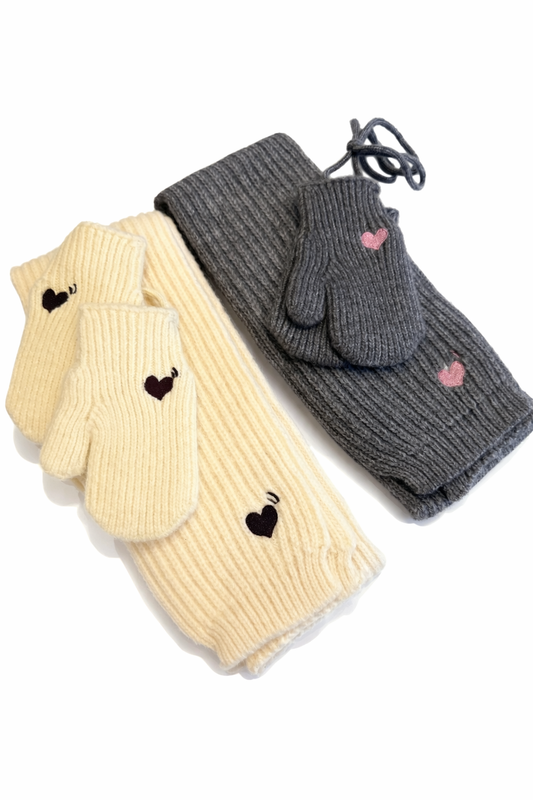 Heart Scarf & Mitten Set