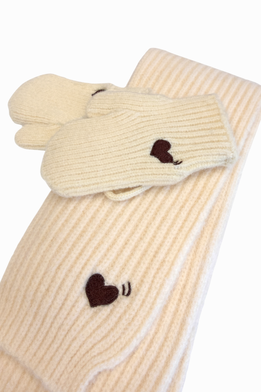 Heart Scarf & Mitten Set
