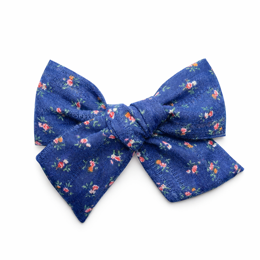 Navy Floral Bow