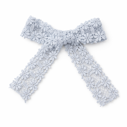 Blue floral lace bow