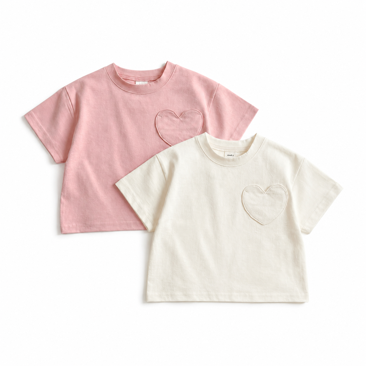 Heart Pocket Short Tee Set (Set of 2)