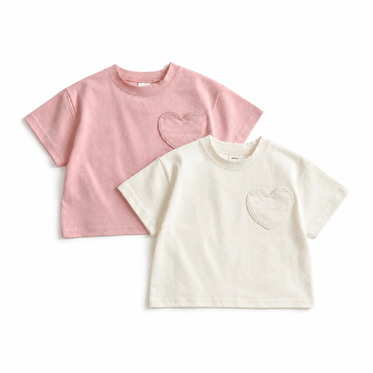 Heart Pocket Short Tee Set (Set of 2)