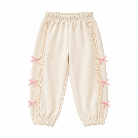 Cream Dodo Lace Jogger Pants