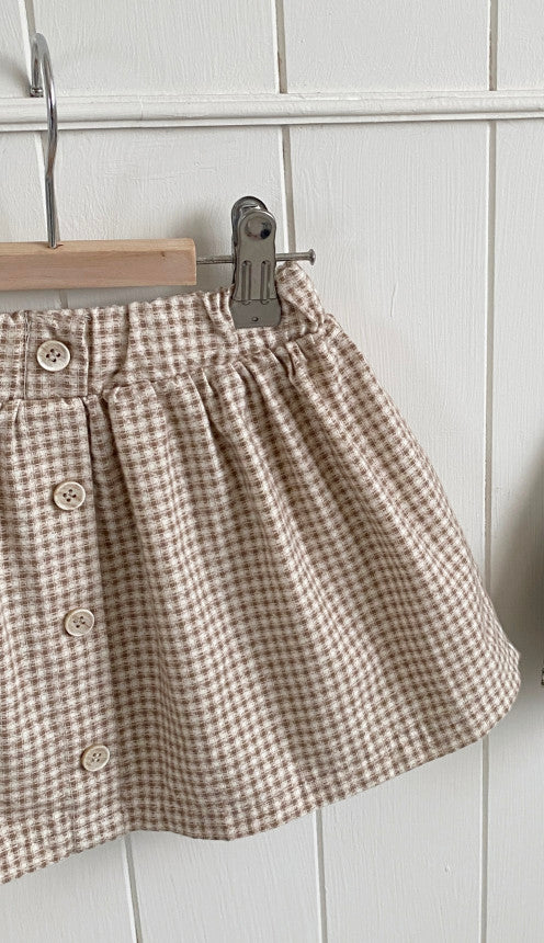 Button Front Check Skirt