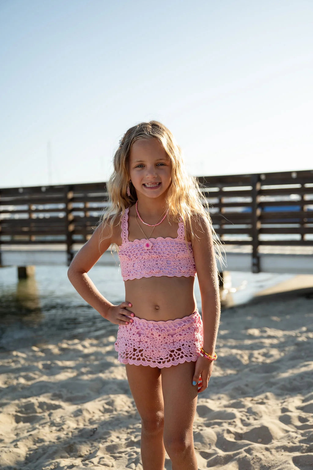 PREORDER-Pink Crochet Skirted Bikini