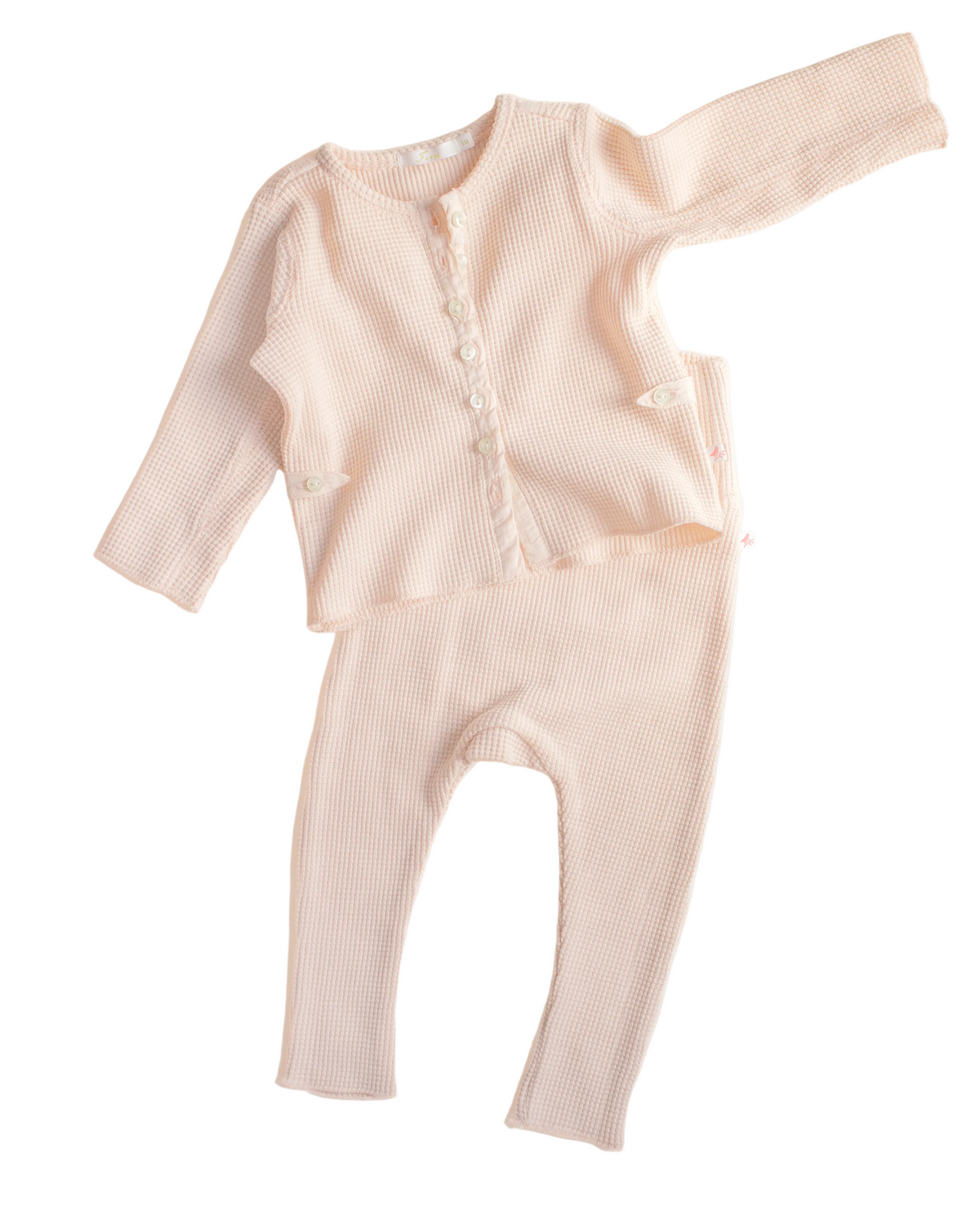 Ballet Pink Waffle Cardigan Set