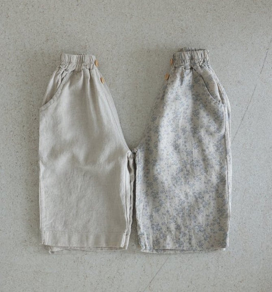 Linen wide leg floral pants