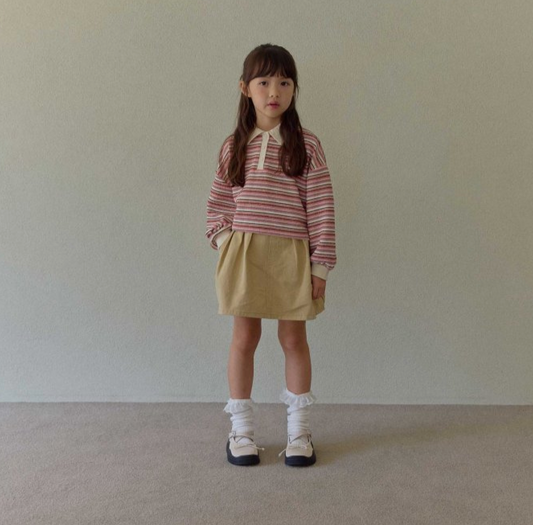 Knit Striped Collar Top