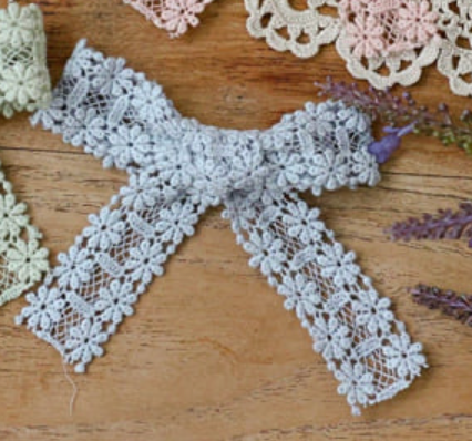 Blue floral lace bow
