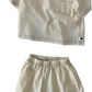Contrast stitch short set