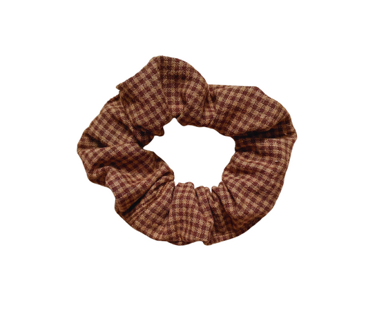 Brown Checkered Scrunchie