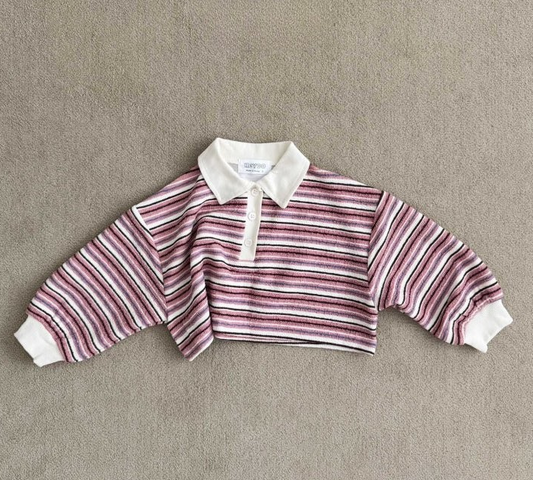 Knit Striped Collar Top