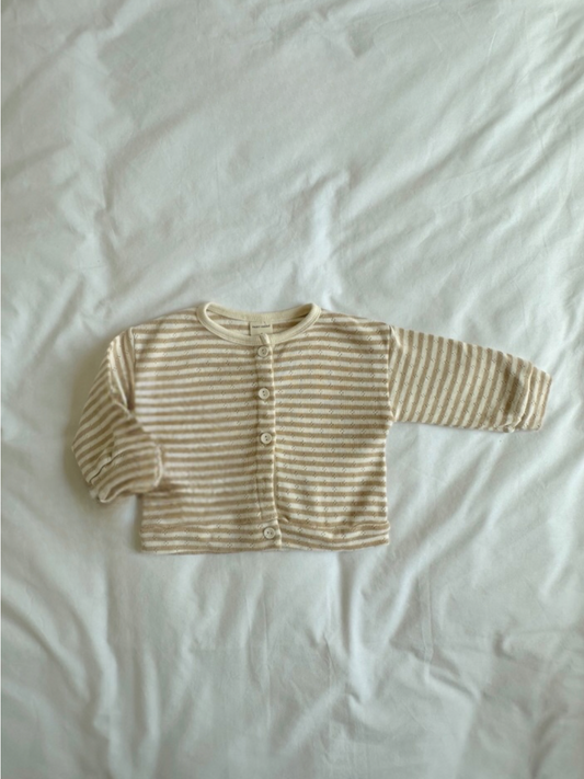 Pointelle Striped Cardigan