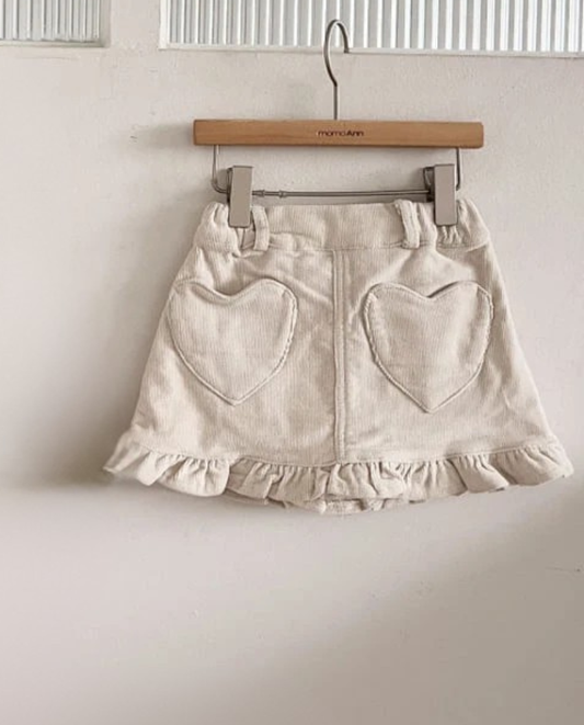 Corduroy Heart Pocket Skirt