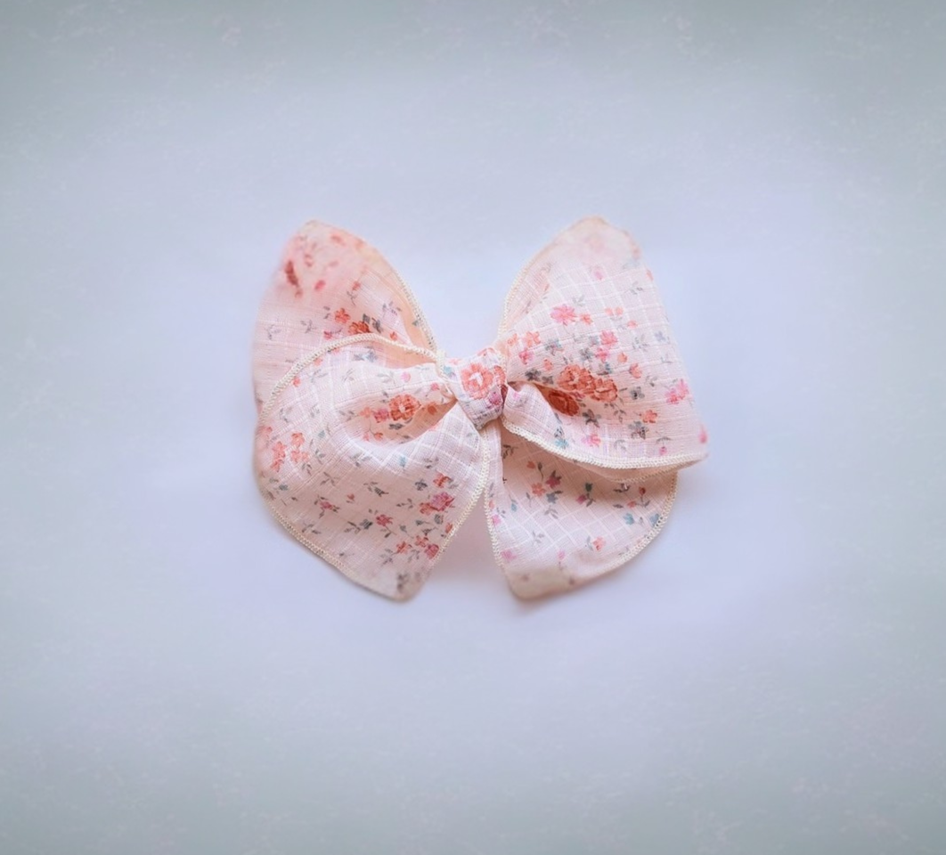 Peach Grid Bow