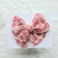 Pink Embroidered Floral Bow