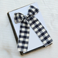 Navy Gingham long tail bow